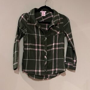 Tommy Bahama Girls Green Plaid Flannel Shirt Size 10